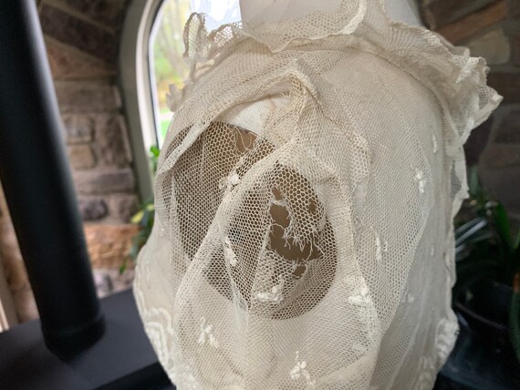 Antique Edwardian Tambour Net Lace Wedding Dress,… - image 9