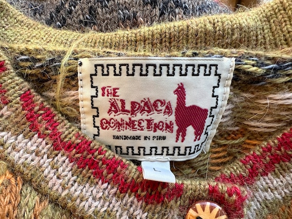 ヴィンテージ マルチカラー カーキ アルパカ カーディガン セーター