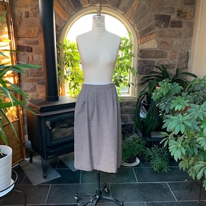 Vintage 1970s Brauner Wollrock mit Tweed Futter, Vintage Seventies Grauer Wollrock