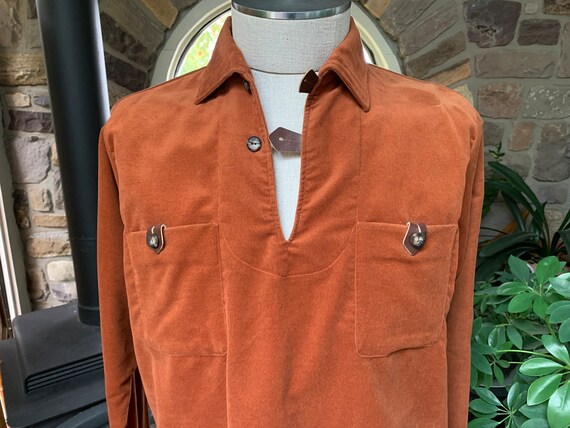 Vintage 1960s Men's Rust Burnt Orange Heeksuede Pullover Hip