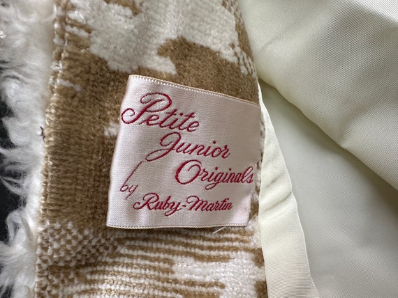 Vintage 1960s Tan and Ivory Tapestry and Faux Fur Penny Lane Coat