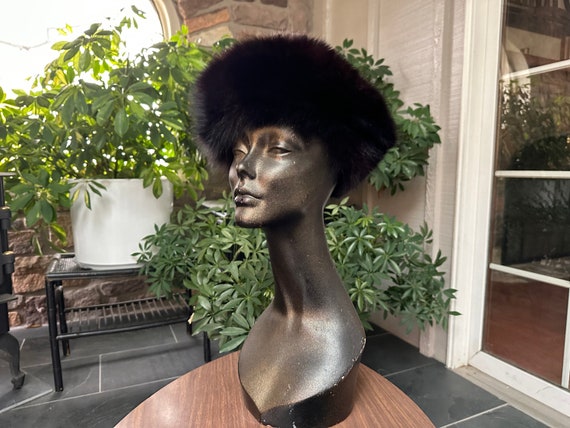 Vintage Dark Brown Fox Beret Style Hat A Boutique… - image 1