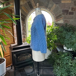 Vintage 1970s Blue Mohair Cable Stitch Cardigan Sweater, Vintage ...