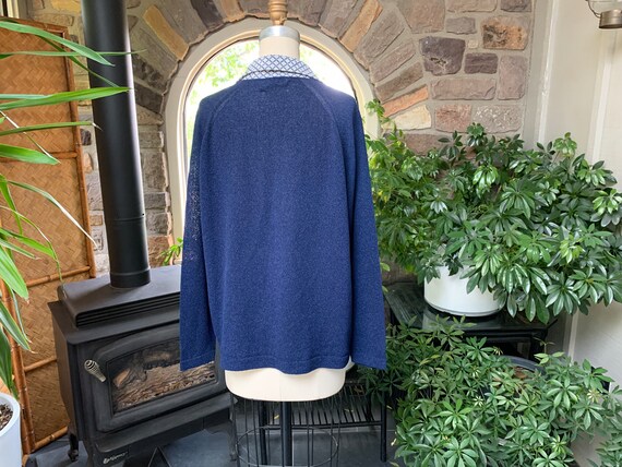 Vintage 1970s Textured Navy Blue and White Knit L… - image 6
