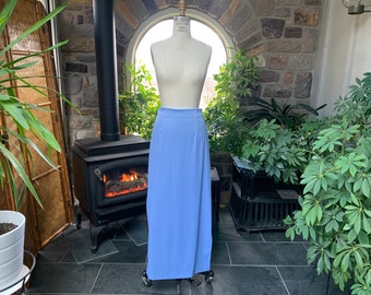 Vintage Y2K Periwinkle Blue Matte Satin Maxi Skirt Byer Too! California, Vintage Formal Full Length Satin Skirt