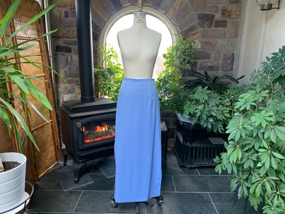 Vintage Y2K Periwinkle Blue Matte Satin Maxi Skir… - image 1