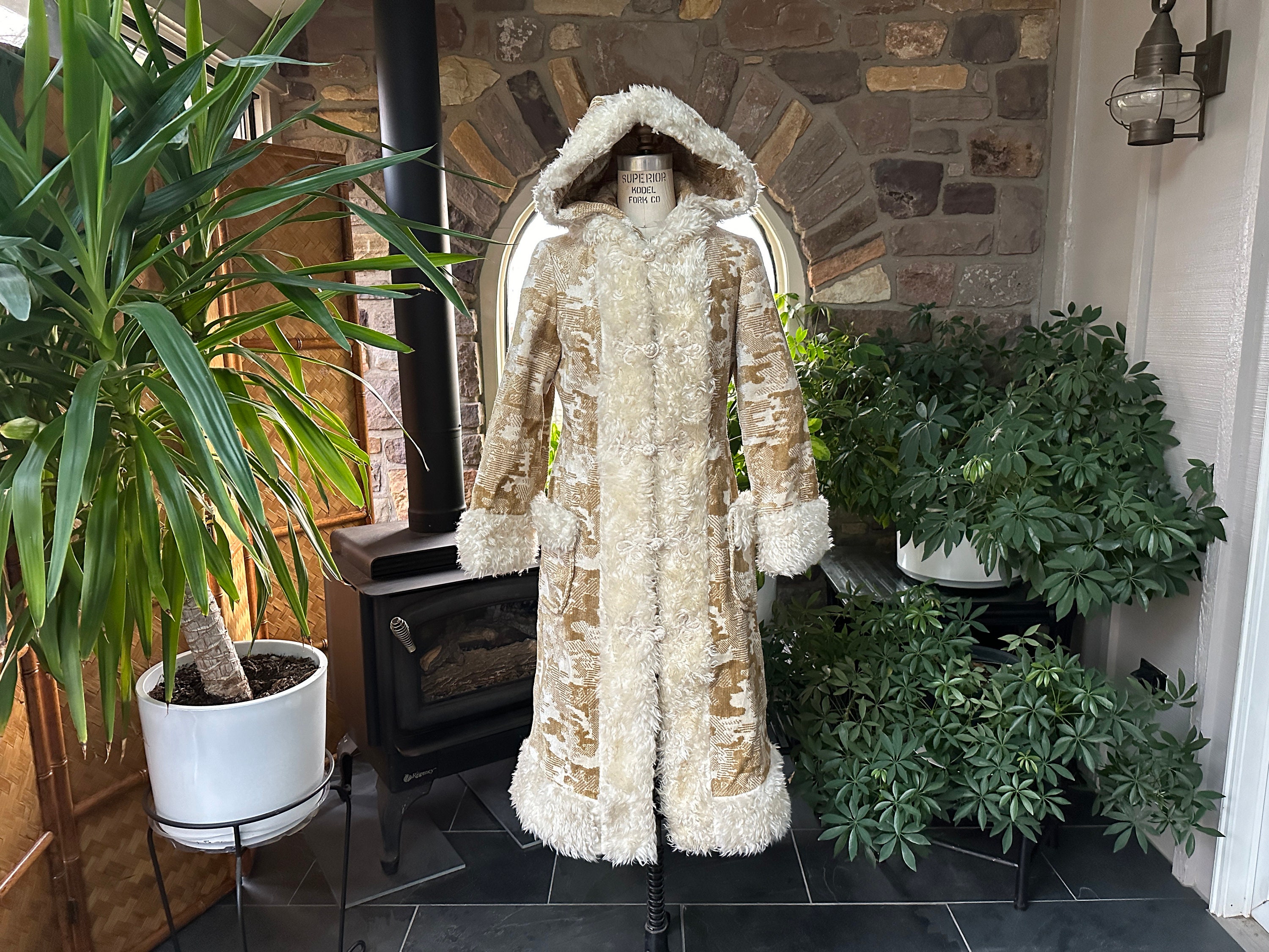 Adrienne landau faux fur tapestry coat cheap