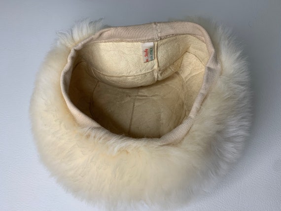 Vintage 1960s Ivory Sheepskin Hat Made in Italy, … - image 10