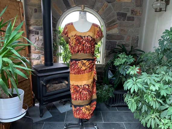 Vintage 1990s Bamboo Print Sarong Dress Jessica Ho