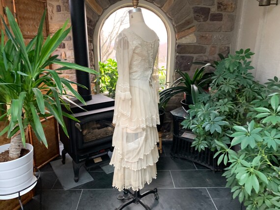 Antique Edwardian Tambour Net Lace Wedding Dress,… - image 4