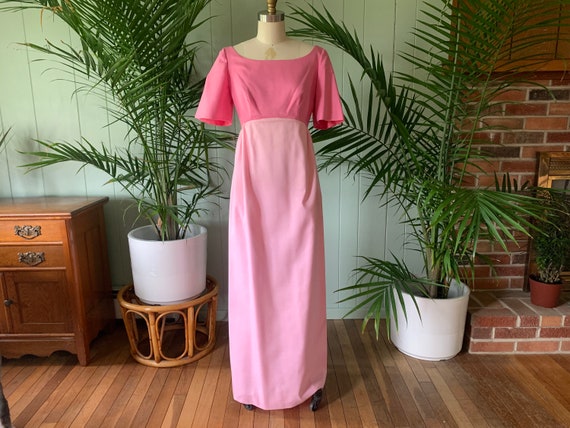 Vintage 1960s Pink Bridesmaid Dress Detachable Ta… - image 1