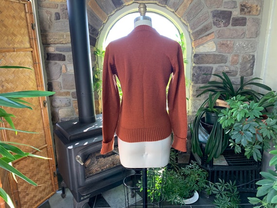 Vintage 1970s Rust V-Neck Pullover Sweater Exclus… - image 6