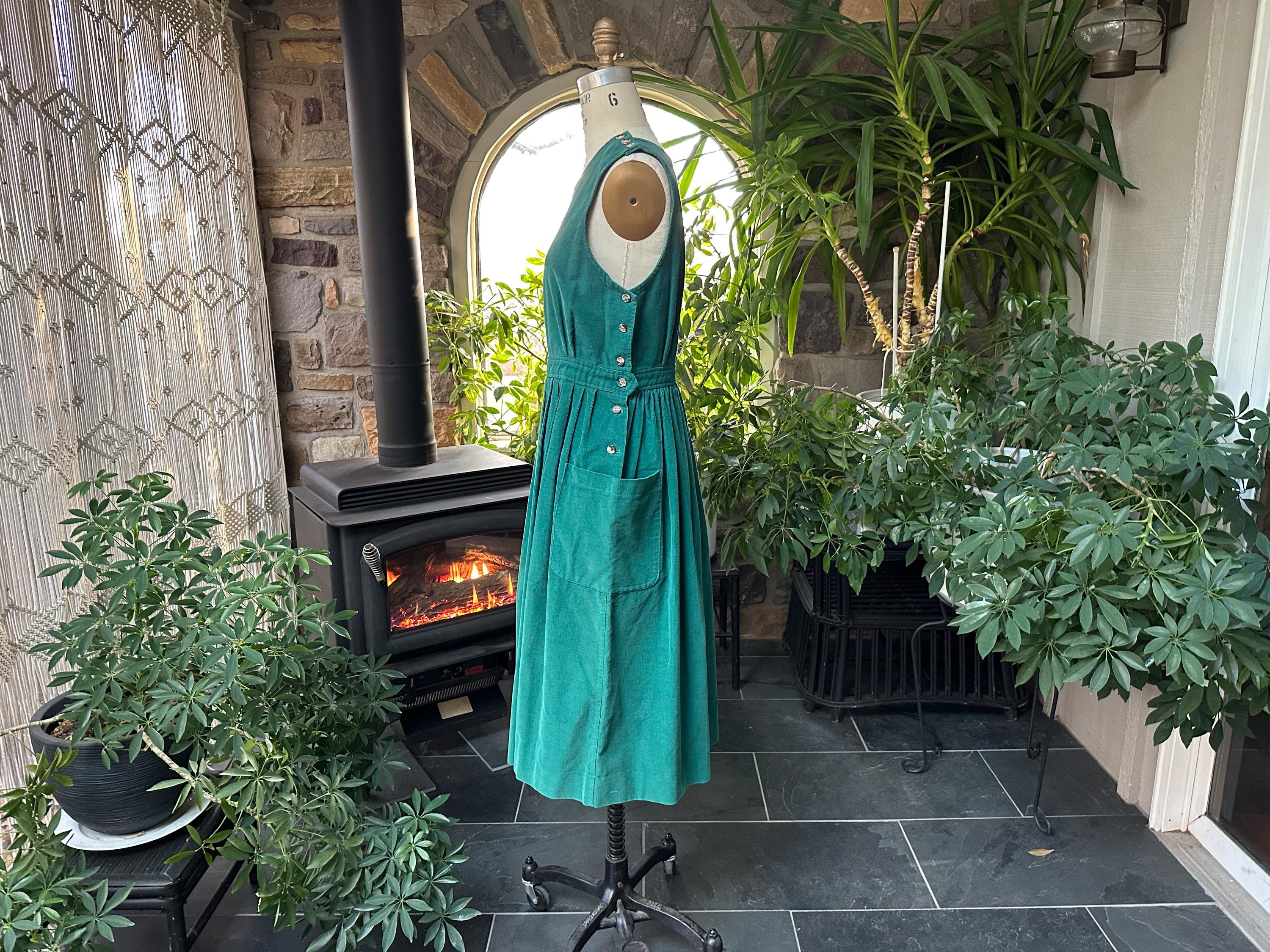 Vintage 1990s Green Cotton Corduroy Jumper Dress L L Bean - Etsy 