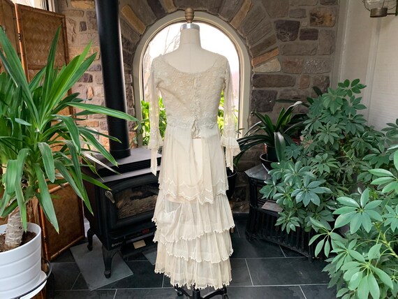 Antique Edwardian Tambour Net Lace Wedding Dress,… - image 5