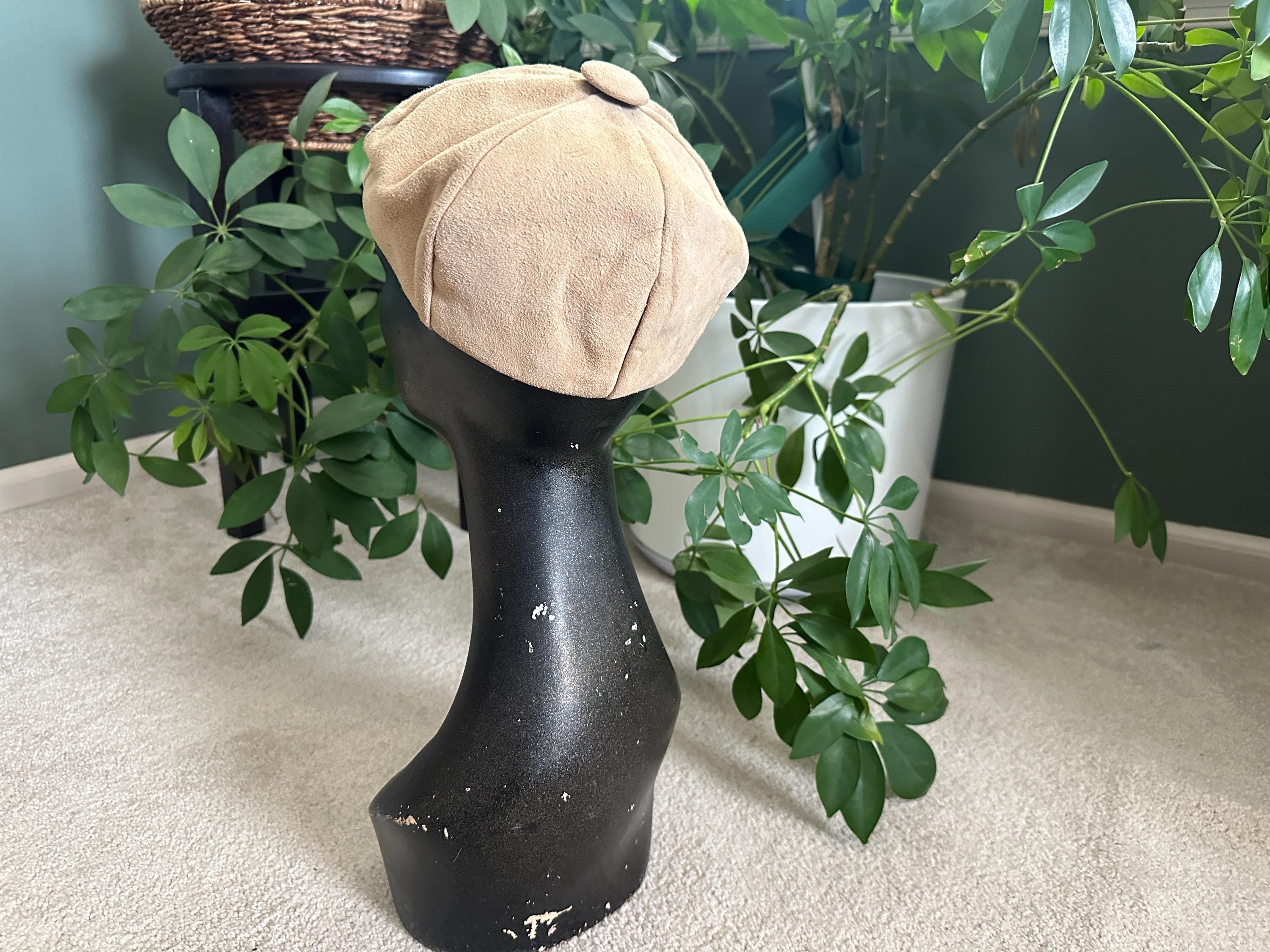 Vintage 60s Beresford Suede Leather Beret Yellow Tam Hat Casual Wear Suede Beret – VERSEAS main image 2