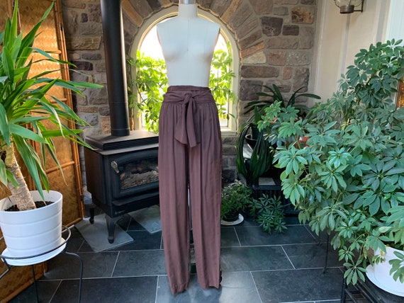 Vintage 1970s Semi Sheer Brown Silk Pants Bill Hai