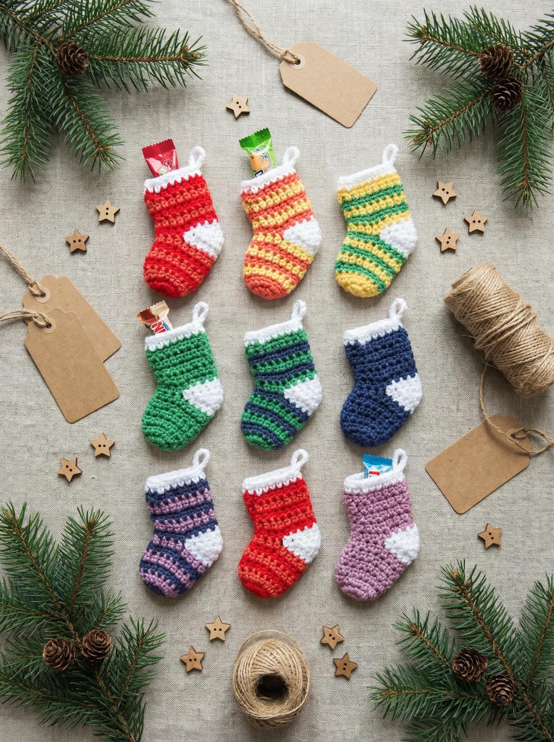 Mini Christmas Stocking Crochet Pattern PDF – Advent Calendar Ornament ...