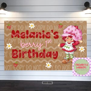Strawberry Birthday Banner Template | Editable Canva Template image 2
