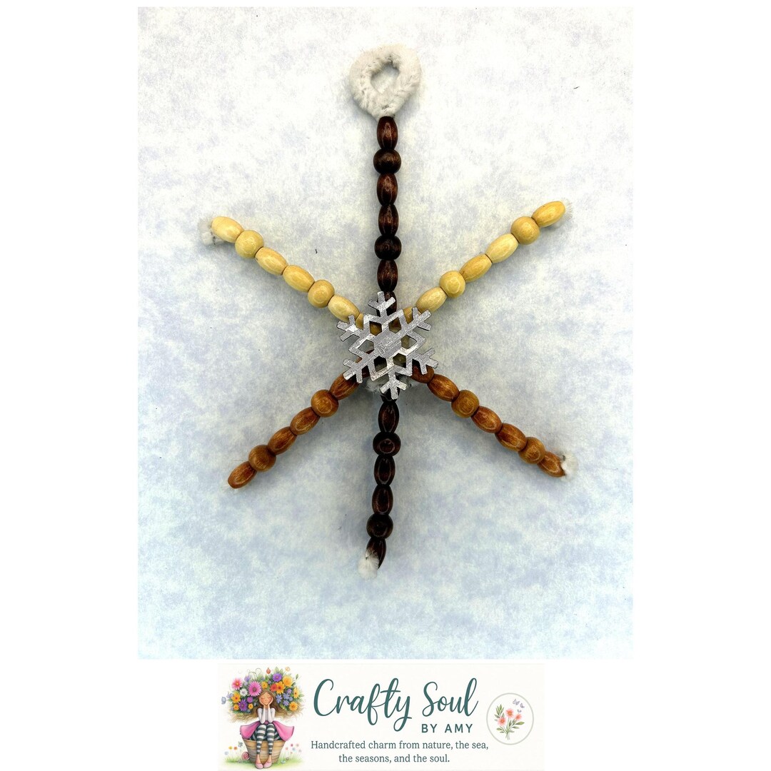 Lights4fun Set Di 12 Fiocchi Di Neve In Legno Per Decorazione Albero Di Natale – Color Crema E Oro, Stile Shabby Chic