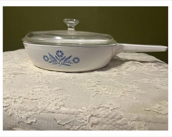 ヴィンテージ コーニングウェア キャセロール：ブルー コーンフラワー