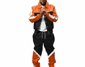 Handgefertigte Herren Leder Trainingsanzug Set | 8 Exklusive Farben | Benutzerdefinierte Größe | Streetwear Mode | Zweiteiliger Joggeranzug