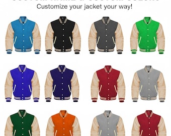Varsity Letterman Jacke Wolle & Echtleder Ärmel Individueller Baseball Bomber mit individuellem Namen