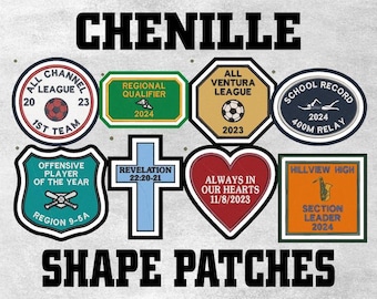 Chenille Shapes Custom Letterman Jacke Aufnäher - Personalisierter Varsity Bügelflicken für Jacken