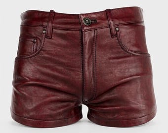 High-Waisted Distressed Black Leather Shorts Punk & Rockabilly Style