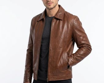 Standard Classic Men's Brown Leather Jacket - Timeless Style and Durability
