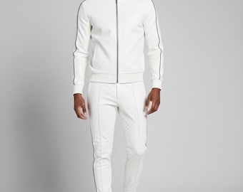 Herrträningsoverall i läder, 2-delat set, joggingstil