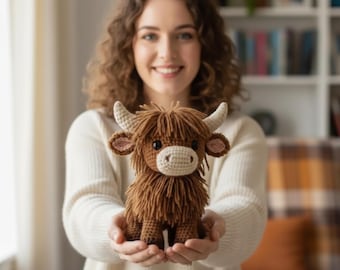 Highland Cow Crochet Pattern: Amigurumi Farm Animal (PDF File)