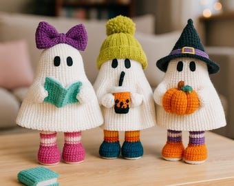 Ghost Friends Crochet Pattern: Halloween Amigurumi Plushies (PDF Digital Download)