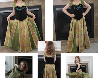 Frozen Princess Anna Inspired Coronation Dress PDF Pattern, Girls 4-12