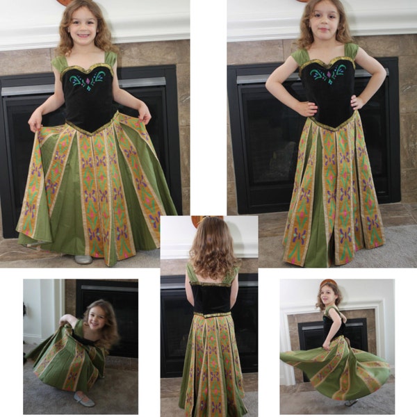 Frozen Princess Anna Inspired Coronation Dress PDF Pattern, Girls 4-12