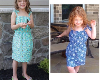 Quick and Easy Girls Summer "Fun" Sun Dress PDF pattern, Sizes 3-12