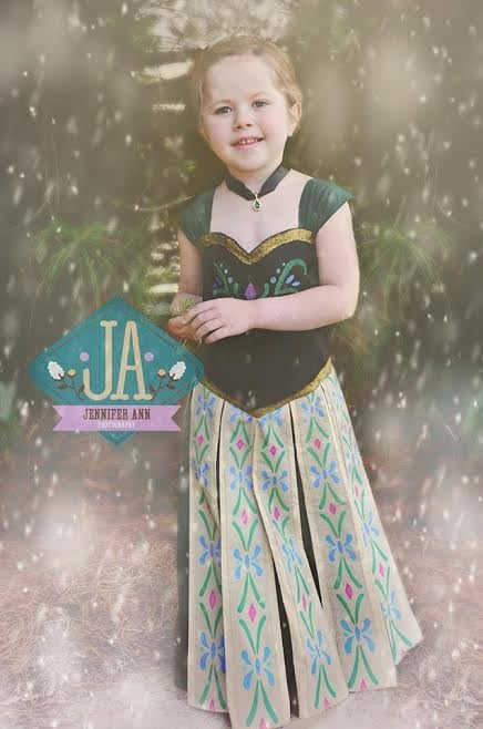 strapless open back dress Princess Anna Coronation Costume Green Dress Embroidery Style  Lydiacosplay