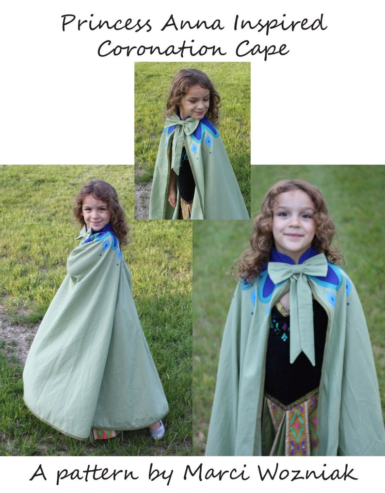 Frozen Princess Anna Inspired Coronation Cape PDF Pattern, Sizes 4-12 image 1