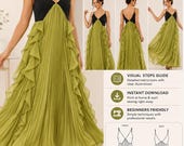 Pleated Dress Sewing Pattern | Vogue Pattern Top | Sleeveless Maxi | Sizes XS-5XL | Instant Download