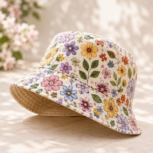 Flowers Bucket Hat Sewing Pattern | kids Bucket Hat Pattern | Sun Protection Cap | Women's Summer Hat | Digital PDF