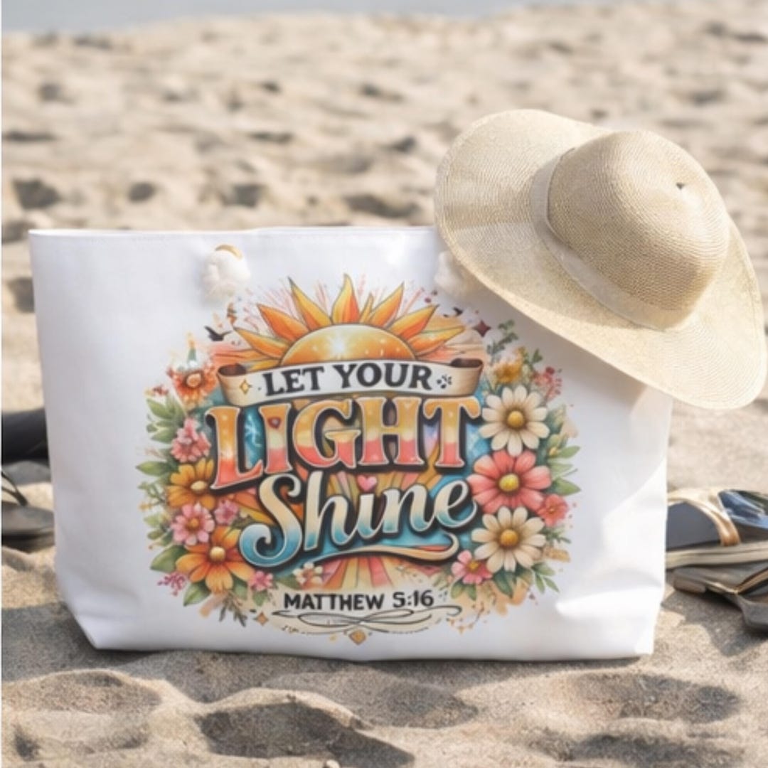 Let Your Light Shine Weekender Bag | Floral Sunburst Matthew 5:16 - Etsy