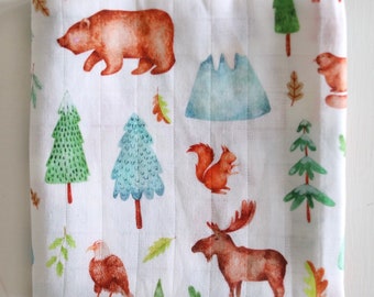 Mountain Life Muslin Squares Burp Cloths Muslins Mountain Animals