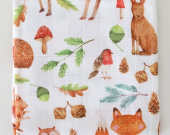 Woodland Muslin Square Burp Cloth Muslin