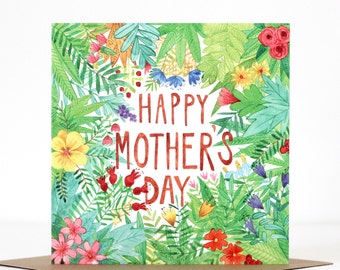 Mother&#39;s Day Greeting Card Floral Illustration Thank You Card