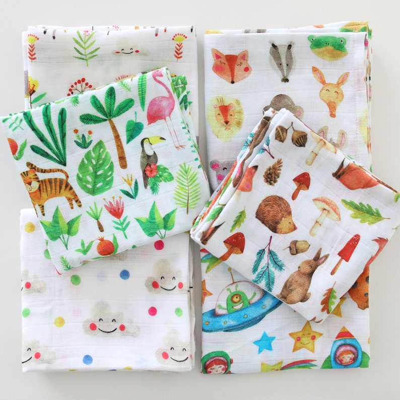 Animals Muslin Squares Burp Cloths Muslins Etsy