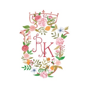 Custom Illustrated Wedding Crest, Monograms, Emblems, Watercolour, Personalised Designs, Wedding Invitations, Watercolor