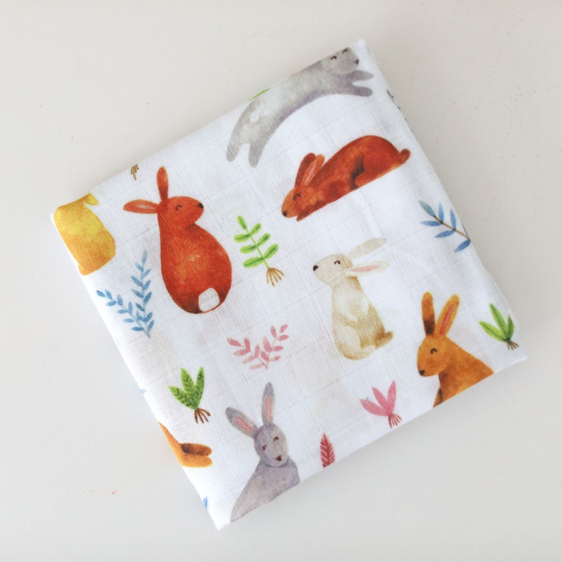 Happy Bunnies Muslin Squares Burp Cloths Muslins Etsy