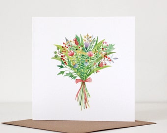 Floral Bouquet Greeting Card Mother's Day Card Floral Illustration Thank You Card