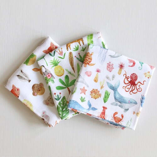 Set of Six Muslin Squares Burp Cloths Muslins Etsy