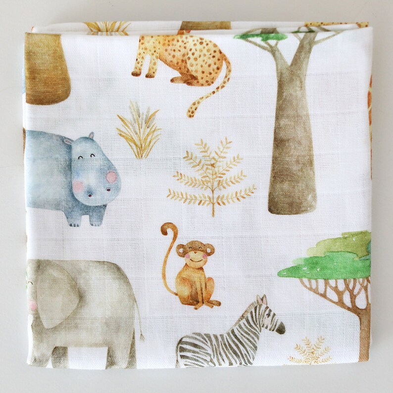 African Safari Muslin Squares Burp Cloths Muslins Etsy
