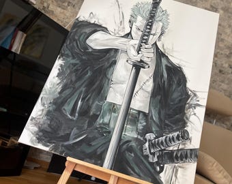Zoro Fan Art Original Drawing – One Piece Inspired – Anime Portrait. Fan Art.